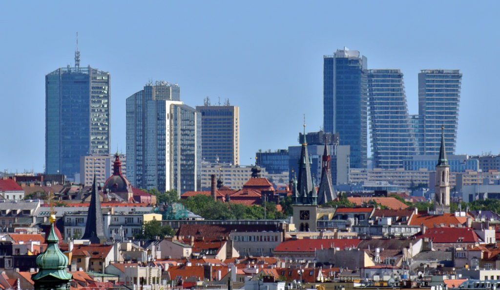 Skyscrapers in Prague 4 in the center of Pankrác.